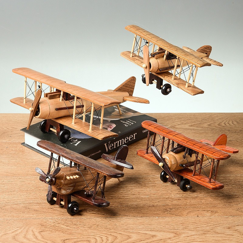 Office Furniture At Home - Wooden Retro Airplane Model Handcrafted Vintage